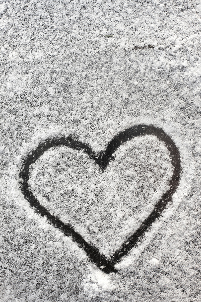 Heart shape drawn with the snow - Photo, Image