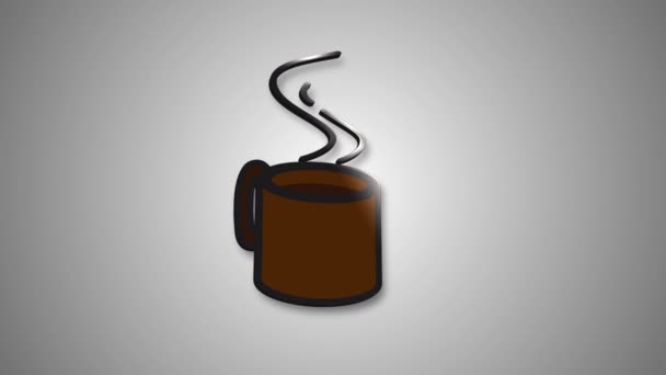Koffiebeker - geanimeerde cartoon pictogram op groene achtergrond scherm - Koffie glazen beker 4K animatie. - Video