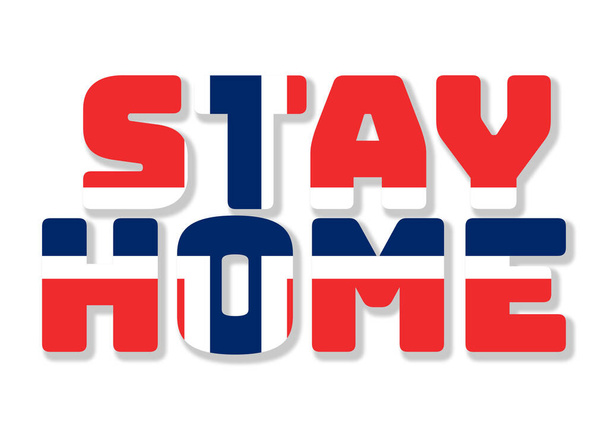 Сообщение остаться дома с национальным флагом, изолированные на белом фоне, заглавные буквы - Фото, изображение