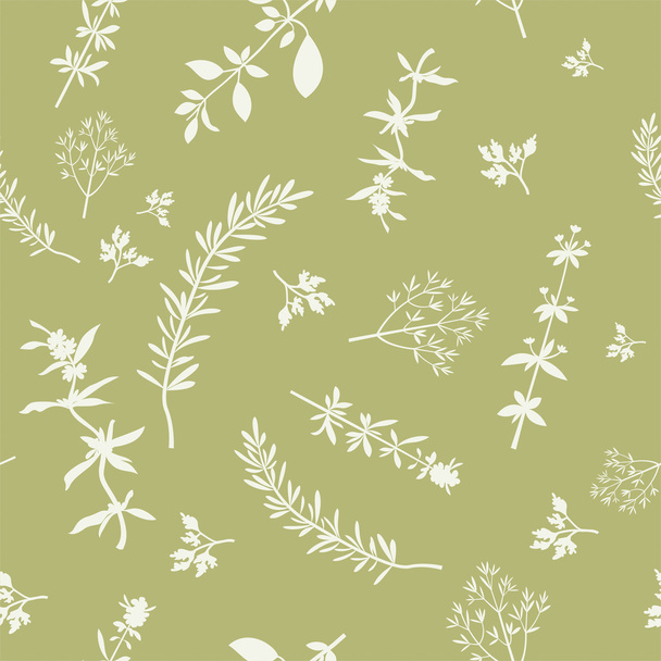 Seamless With Herbs Silhouettes - Vector, Image