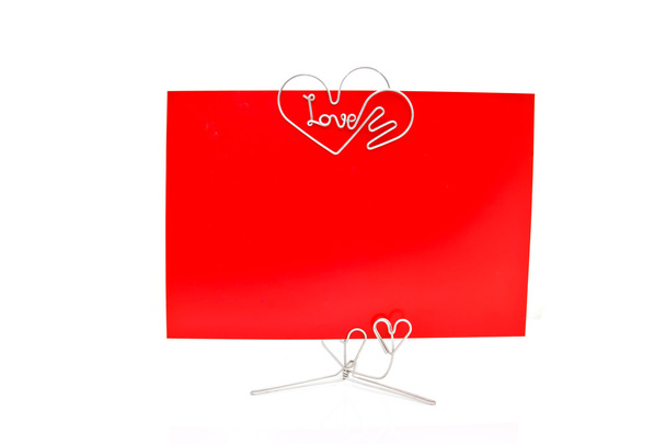 κάρτα χαρτί κάτοχος κόκκινο σχήμα φωτογραφιών - Φωτογραφία, εικόνα