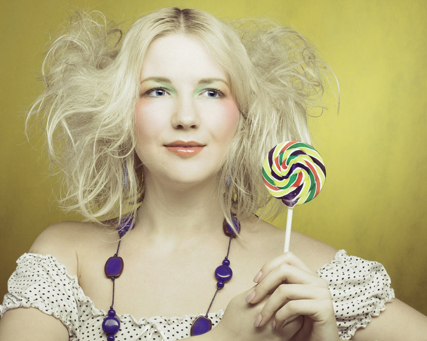 Girl with lollipop - Foto, Imagem
