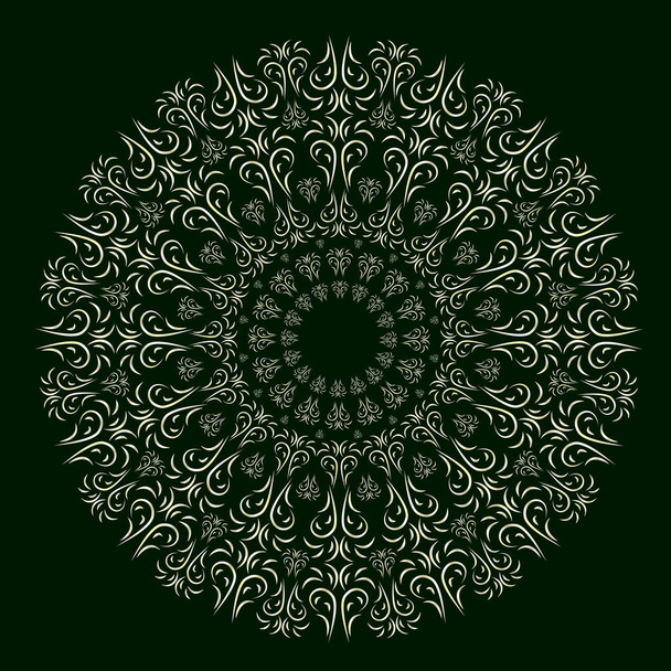 Orientalischer Blumenschmuck, Mandala auf dunkelgrünem Hintergrund für Ihr Design. Vektorillustration. - Vektor, Bild
