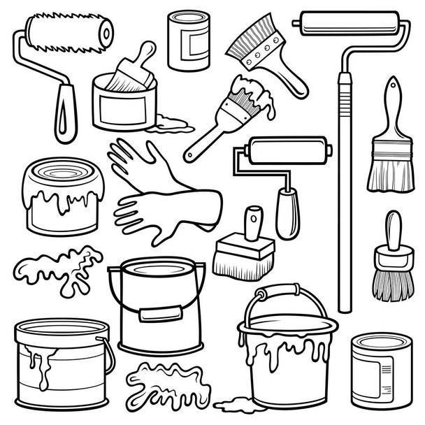 Cartoon doodles huis reparatie objecten set - Vector, afbeelding