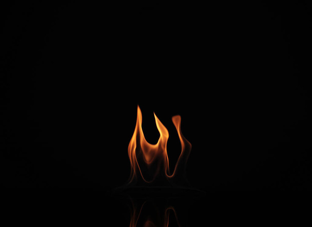 Beautiful bright fire flames on black background - 写真・画像