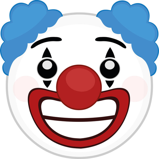 Illustrazione vettoriale del volto di un simpatico clown dei cartoni animati - Vettoriali, immagini