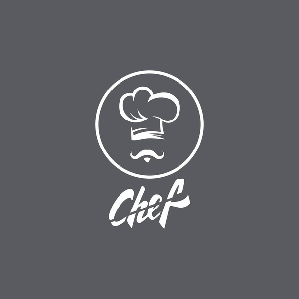 Logo szefa kuchni kapelusz szablon i ikona wektor wąsy ilustracja - Wektor, obraz
