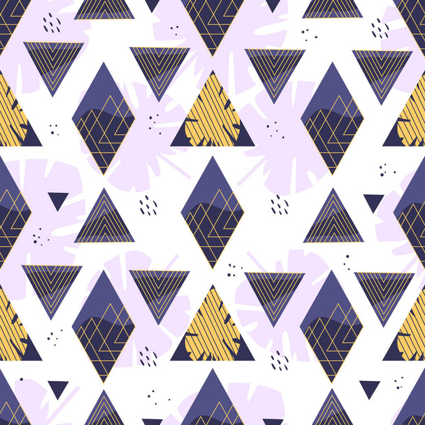 Geometric summer pattern with triangles and rhombuses. Vector illustration on a white background. - Vector, Image