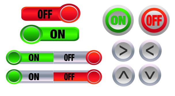  set bright  buttons on and off for web-design  - Vettoriali, immagini
