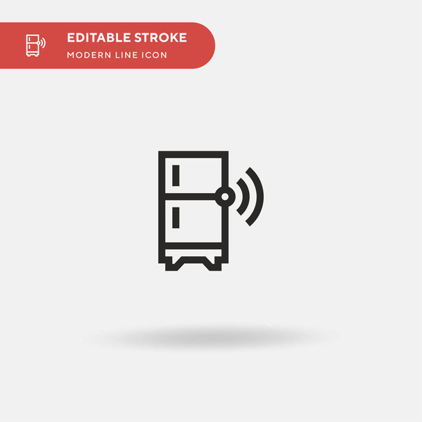 Buzdolabı basit vektör simgesi. Web mobil UI ögesi için resimleme sembolü tasarım şablonu. Düzenlenebilir vuruşlarda mükemmel renk modern piktogram. İş projeniz için buzdolabı simgeleri - Vektör, Görsel