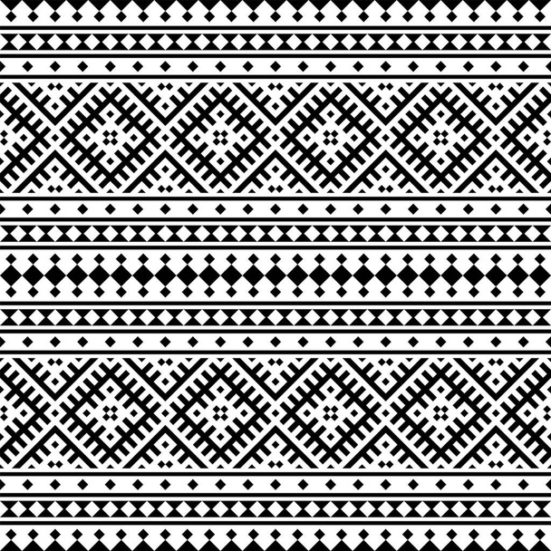 Бесшовный вектор этнической иллюстрации с племенным дизайном черно-белого цвета - Вектор,изображение