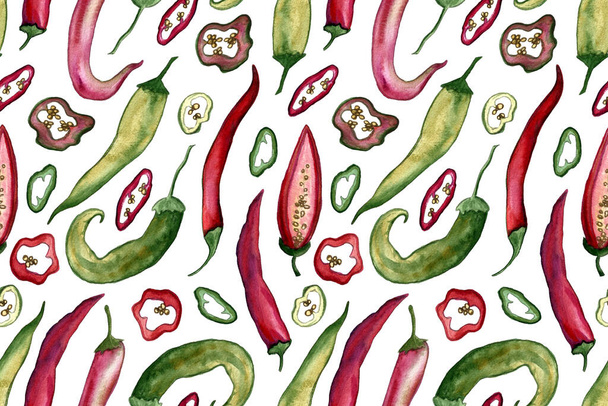 Chili pepper watercolor illustration - Photo, Image