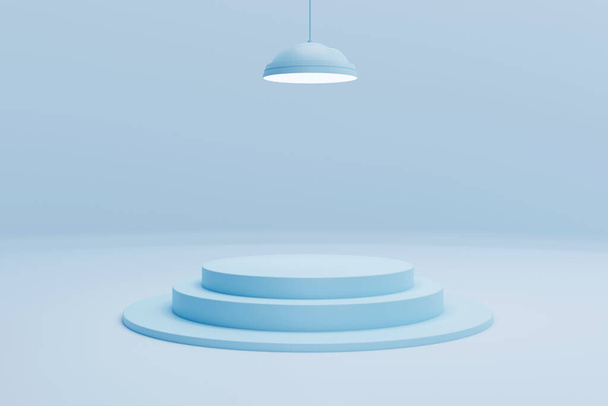 Siegerpodest, Sockelkomposition auf blauem Hintergrund 3D-Illustration - Foto, Bild