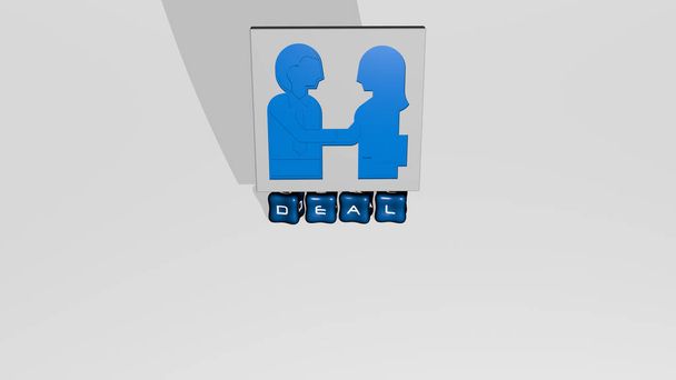3D illustration of DEAL graphics and text made by metallic dice letters for the related meanings of the concept and presentations. business and agreement - Photo, Image