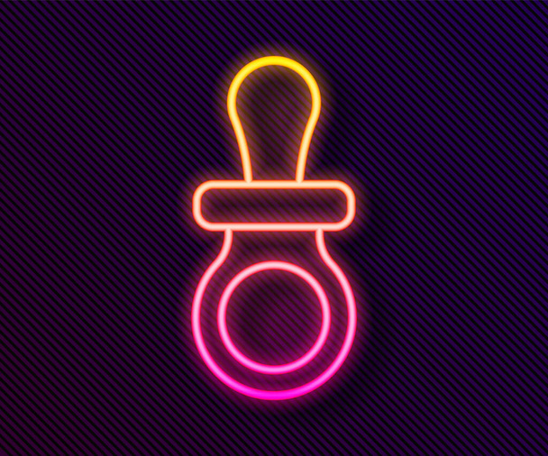 Glowing neon line Baby dummy pacifier icon isolated on black background. Toy of a child.  Vector. - Vector, Image