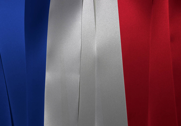 Buntes Band als französische Nationalflagge, es ist eine vertikale Trikolore aus blau-weiß und rot. - Foto, Bild