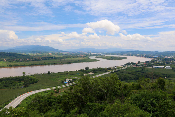Widok na krajobraz Mekong rzeki jest piękna rzeka przyrody w Tajlandii - Zdjęcie, obraz