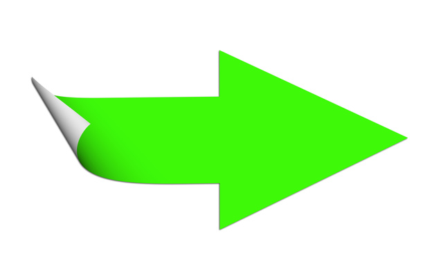 Зеленая стрелка вправо, изолированные на белом фоне - Фото, изображение