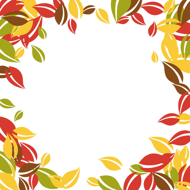 Falling autumn leaves. Red, yellow, green, brown c - Vector, afbeelding