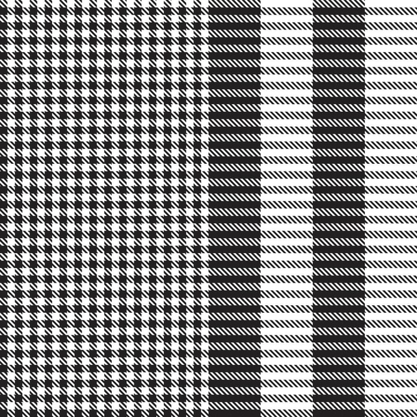 Fekete-fehér Glen Plaid texturált zökkenőmentes minta alkalmas divat textil és grafika - Vektor, kép