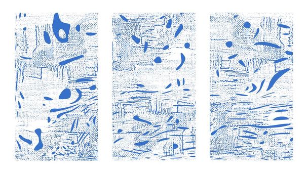 Ensemble de fond abstrait. Surface ondulée bleue dynamique, illusion, courbure. Peinture liquide sur toile, pleine taille hd pour l'histoire, large présentation - Vecteur, image