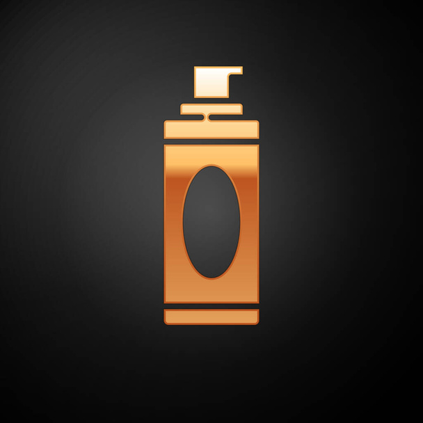 Gold Shaving gel foam icon isolated on black background. Shaving cream.  Vector Illustration. - Vector, Image