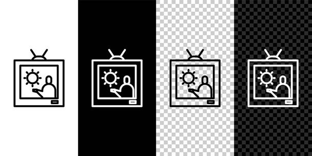 Set line Weather forecast icon isolated on black and white background.  Vector Illustration. - Vector, Image
