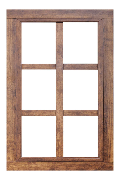 Vintage barna fa ablak keret elszigetelt fehér alapon - Fotó, kép