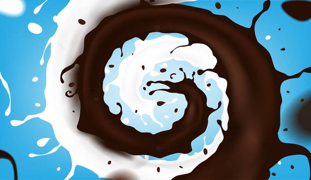 Latte e cioccolato a forma di spirale - Vettoriali, immagini