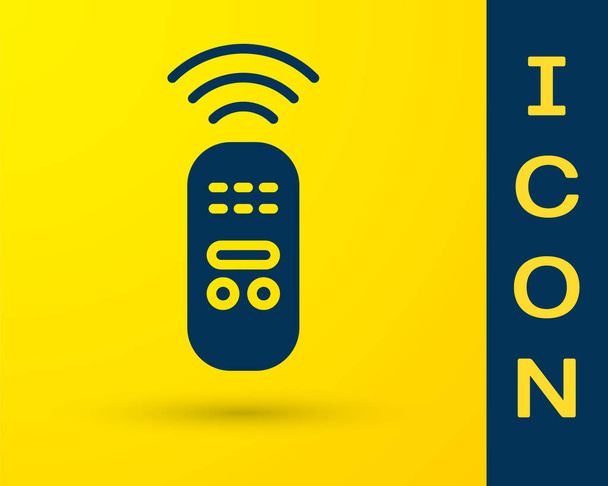 Icono del sistema de control remoto Blue Smart aislado sobre fondo amarillo. Concepto de Internet de las cosas con conexión inalámbrica. Vector. - Vector, imagen