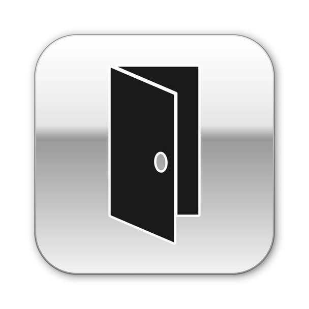 Black Closed door icon isolated on white background. Silver square button. Vector. - Vetor, Imagem