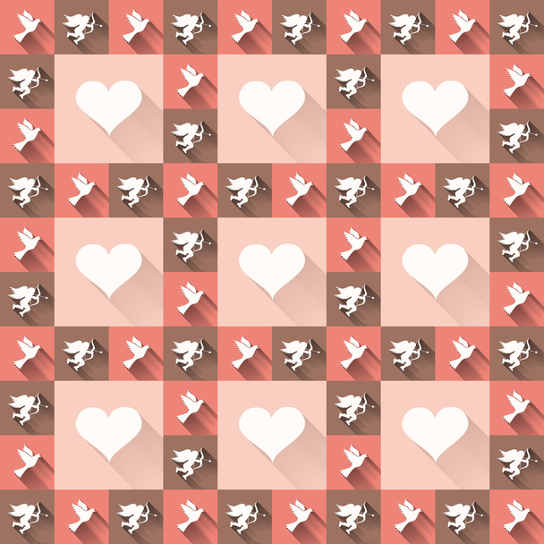 Seamless retro pattern. Texture with amore and birds. - Vector, Image