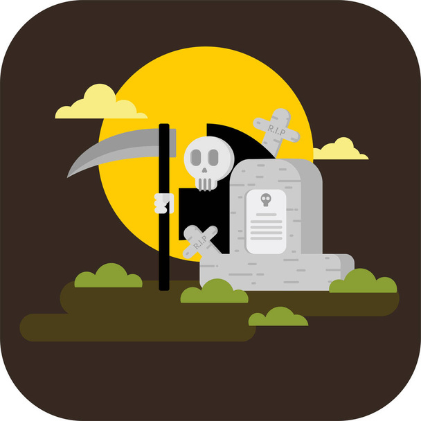 Angel of death and scythe, Halloween related icon. Grim reaper flat illustration. Grim reaper vector illustration in flat color design - Vector, Image