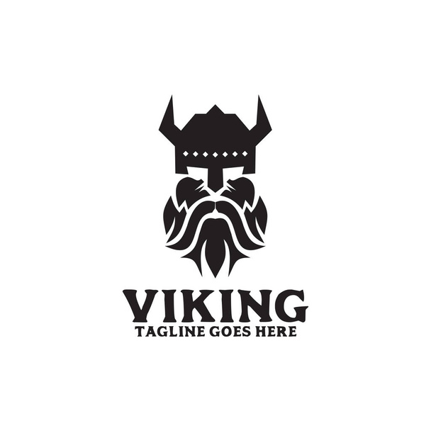 Modèle de conception de logo vectoriel de casque de tête Viking - Vecteur, image