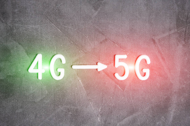 4G networks transitioning to 5G technologies, the concept of technology progress - Fotoğraf, Görsel