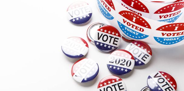 Vote election badge pins for 2020 on white background - Photo, Image