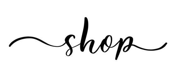 Shop - vektorový kaligrafický nápis s hladkými liniemi pro názvy a loga firem, značek a designových obchodů, kosmetických salonků, kadeřnických firem a Vašeho podnikání. - Vektor, obrázek