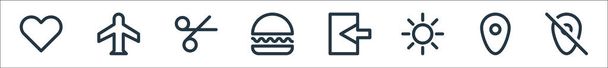 user interface line icons. linear set. quality vector line set such as no gps, location, brightness, login, hamburger, cutting, flight mode - Vector, Image