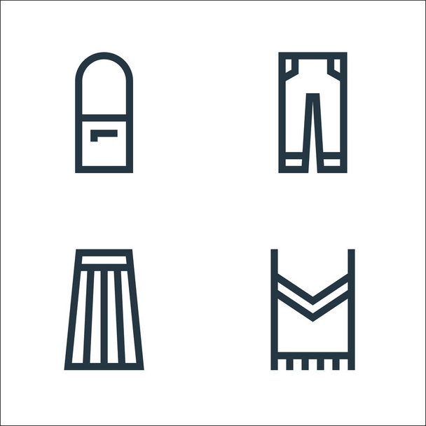 icônes de ligne de mode. set linéaire. ensemble de ligne vectorielle de qualité tels que t-shirt, jupe, jeans - Vecteur, image