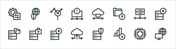 big data line icons. linear set. quality vector line set such as internet, decrease, cloud storage, data transfer, server, search, cloud computing, global security - Vector, Image