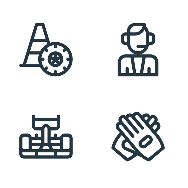 auto racing line icons. linear set. quality vector line set such as glove, racing car, commentator - Vector, Image