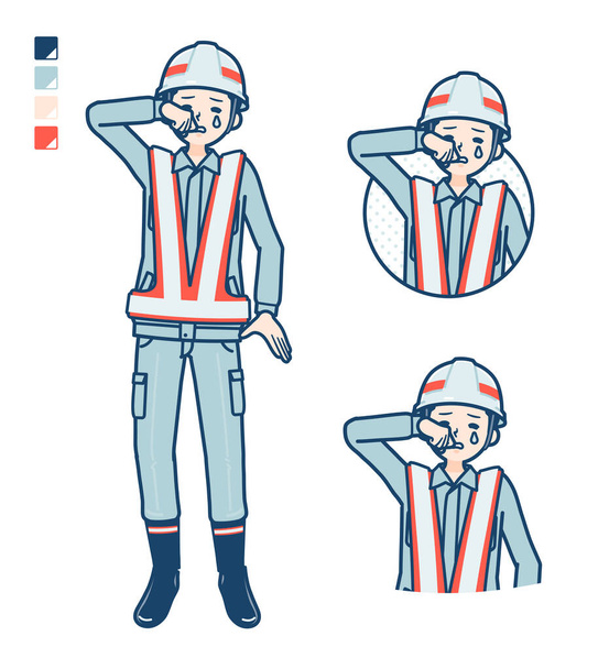 A Man wearing workwear with cry images - Vector, imagen