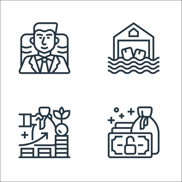 business risks line icons. linear set. quality vector line set such as finance, investment, flood - Vector, Image