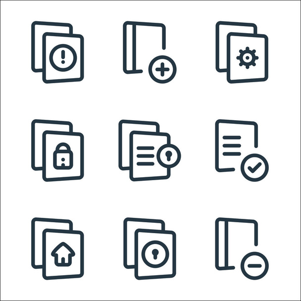 file and archive line icons. linear set. quality vector line set such as archive, file, file, add - Vector, Image