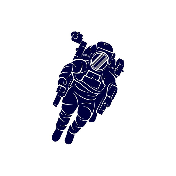 Astronaut design vector template, Astronaut in space icon, white background, spacesuit, helmet, planet, satellite, alien, vector illustration - Vector, Image