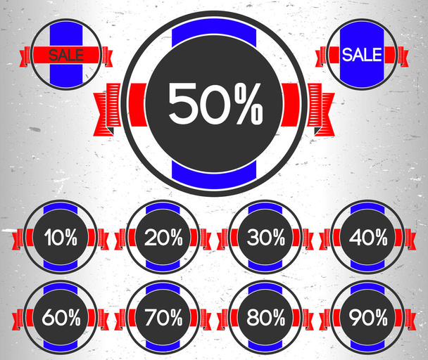 Set of sale labels with percents - Vector, imagen