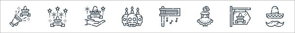 cinco de mayo line icons. linear set. quality vector line set such as mexican hat, mexico, mexican woman, matraca, mexican, cinco de mayo, cinco de mayo - Vector, Image