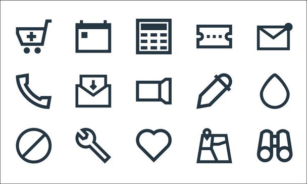 user interface line icons. linear set. quality vector line set such as binocular, favorite, block, map, maintenance, call, color selection, coupon, calendar - Vector, Image