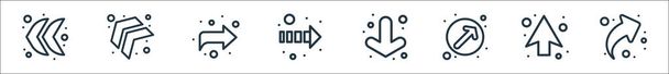 arrows line icons. linear set. quality vector line set such as , up arrow, arrow down, arrow right, right, turn - Vector, Image