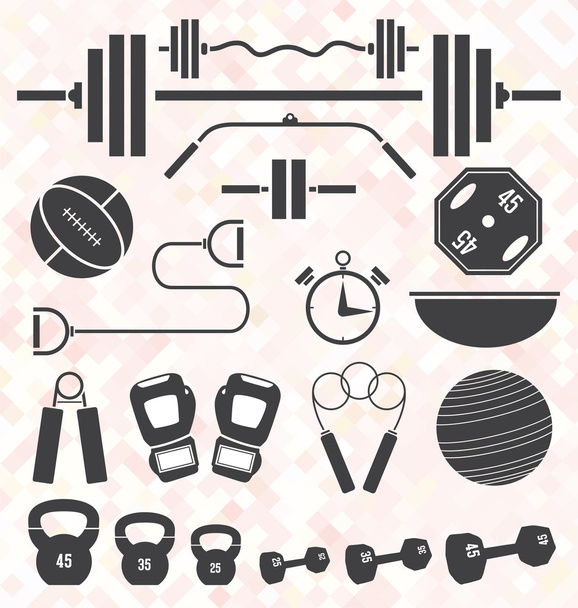 Vektor-Set: Symbole und Symbole für Gewichtheben und Training - Vektor, Bild
